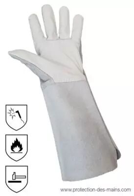 Gants de protection en cuir croûte gris - Gant de travail