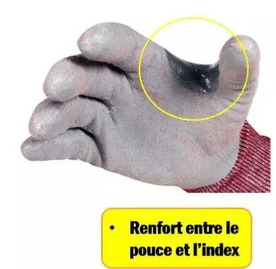 Gant anti-coupure avec renfort zone d'usure pouce-index BLACKTACTILRC Gants  pour Professionnels‎