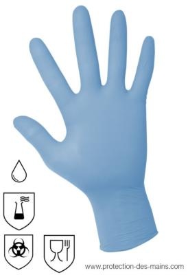 Gants jetables en Nitrile sans poudre (non stériles) Bleu clair - IO Boîte  de 100 (vendu par 10) XL