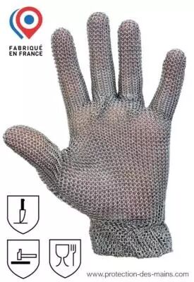 Gant En Cotte de Maille Inox Avec Manchette 200 mm - Gants Cotte