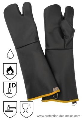 Gants de protection - Anti chaleur 350 ° - Feu et Coupure - Manche longue  48 cm (la paire)