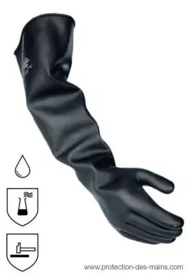 Gants en caoutchouc latex noir longueur coude -  France