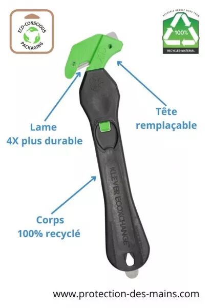 Couteau de s�curit� professionnel eco-con�u Klever Eco Xchange (l\'unit�)