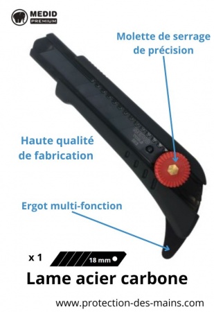 Cutter à molette - Lame 18 mm acier carbone - Ergot multi fonction
