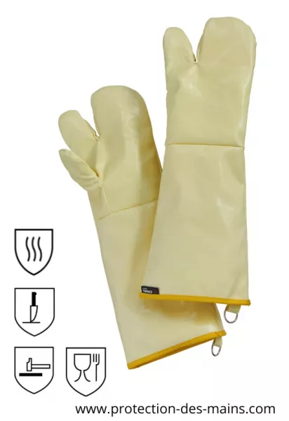 Gants 3 doigts - Anti chaleur 350 � contact Alimentaire - 45 cm (la paire) 