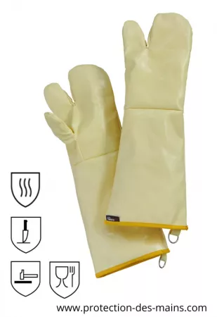 Gants 3 doigts - Anti chaleur 350 ° contact Alimentaire - 45 cm (la paire) 
