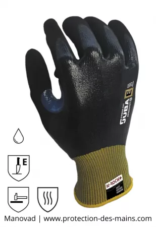 Gants anti coupure - Niveau E - Double enduction &eacute;tanche (la paire) 