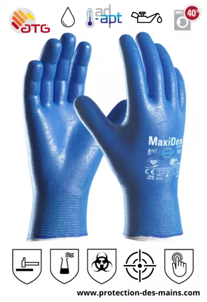 Gants ATG Maxi Dex 19-007 - Tr�s haute pr�cision �tanches + antivirus (la paire)