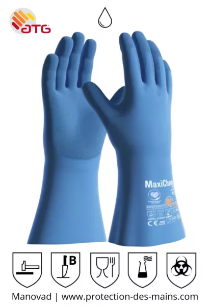 Gants ATG MaxiChemCut 76-733 - Anticoupure B - Etanche - Latex (la paire)