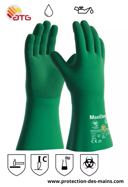 Gants ATG MaxiChemCut 76-833 - Anticoupure B - Etanche - Nitrile (la paire)