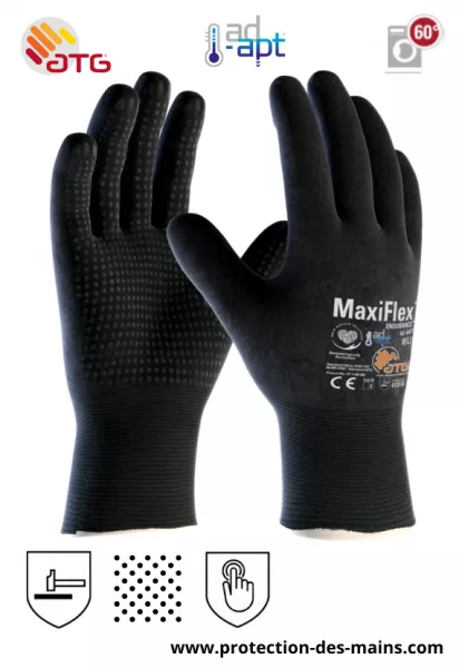 Gants ATG Maxiflex Endurance 42-847 Enduits Total ADAPT - Picots (la paire)