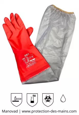 Gants avec manche - PVC Souples 100% &eacute;tanche (La paire) 