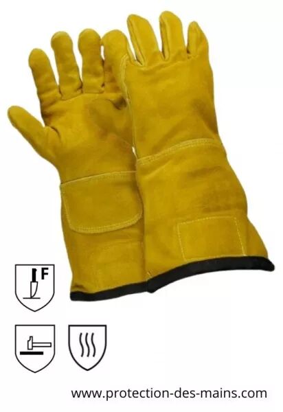 Gants cuir manches longues - Doublure anticoupure niveau F - Spcial barbel rasoirs (la paire) 