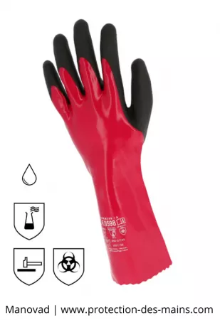 Gants de protection chimique tri couches - Nitrile PVC (la paire) 