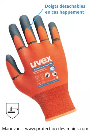 Gants de travail &agrave; doigts d&eacute;tachables Uvex x foam HV (La paire) 