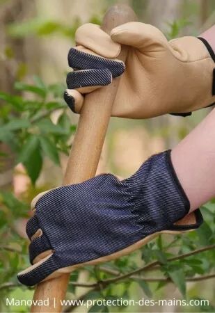 Gants de travail cuir et jean 