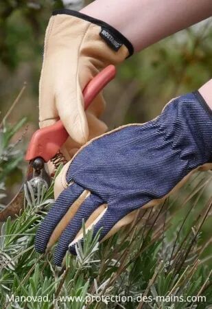 Gants de travail cuir et jean 