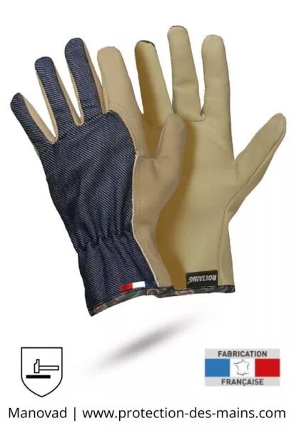 Gants de travail cuir et jean 