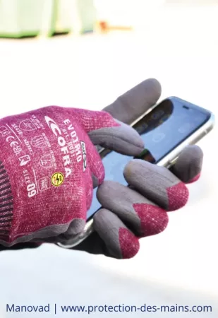 Gants de travail tactiles, anti coupure - Niveau D - Anti statique (la paire)
