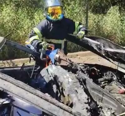 Photo d'un pompier volontaire en intervention de d�sincarc�ration