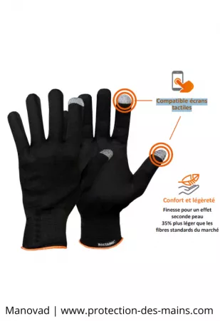 Gants fins antivirus en textile anti-microbien (la paire)