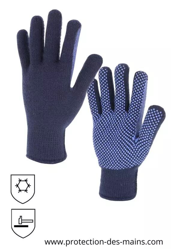 Gants fins avec doublure thermique et picots anti glisse (la paire)