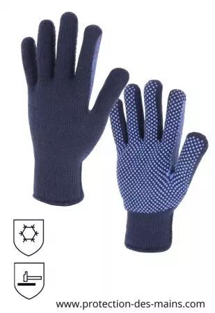 Gants fins avec doublure thermique et picots anti glisse (la paire) 