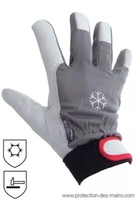 photo Gants hiver cuir - tissu, fermeture velcro 