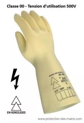 photo Gants Isolant �lectricien Classe 00 - 500 V 