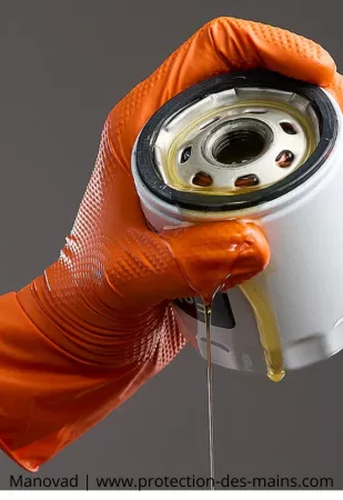 Gants jetables nitrile orange avec finition diamant (boite de 50 gants)