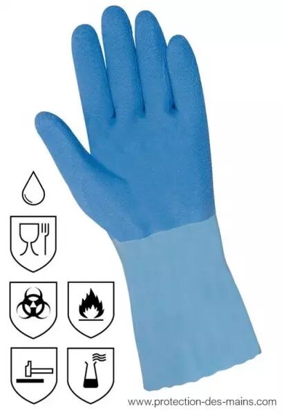 Gants latex manche longue intrieur textile (la paire)
