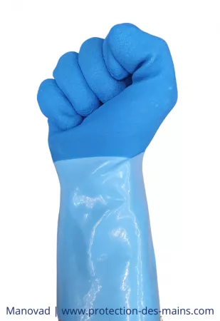 Gants latex manche longue int&eacute;rieur textile (la paire)