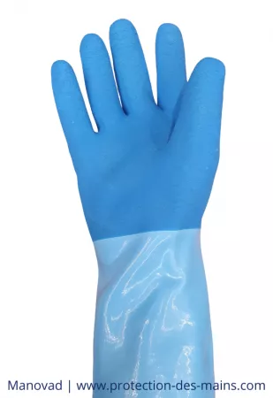 Gants latex manche longue int&eacute;rieur textile (la paire)