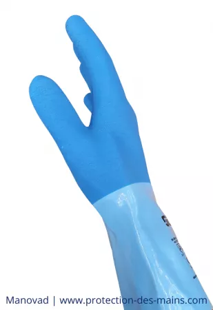 Gants latex manche longue int&eacute;rieur textile (la paire)