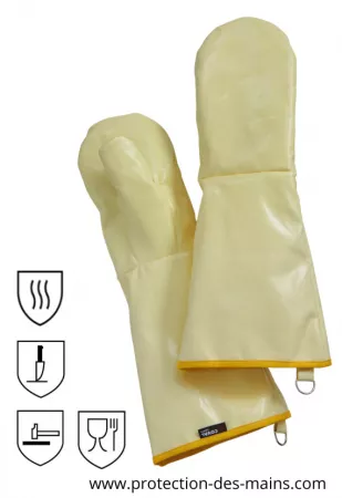Gants Moufles - Anti chaleur 350 &deg; contact Alimentaire - 45 cm (la paire) 