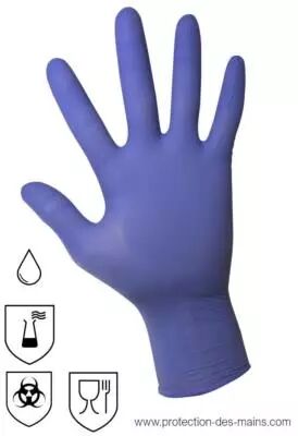 Gants nitrile bleus non poudrés 3g (boite de 100)