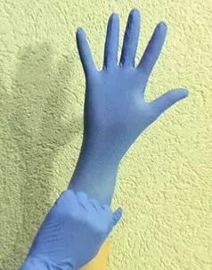 photo Gants nitrile jetables bleus non poudrés 