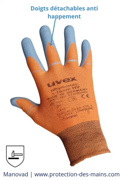 Gants seconde peau � doigts d�tachables Uvex x foam HV (La paire) 