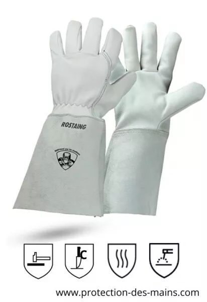 Gants soudeur en cuir fin et souple - Doublure anti coupure niveau C (la paire) 