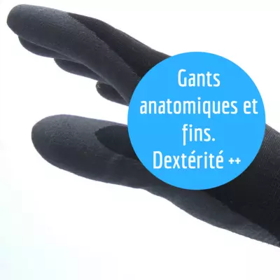 Gants de travail technique anti-froid YETI Black Carbon (Lot de 3)