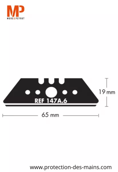 Lames trap�zes � bouts arrondis 147A.6 - Acier - 65 mm (10 lames) 
