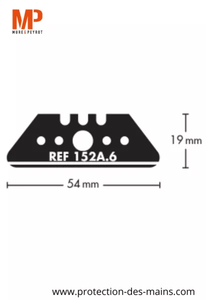 Lames trap�zes � bouts arrondis 152A.6 - Acier - 54 mm (10 lames) 