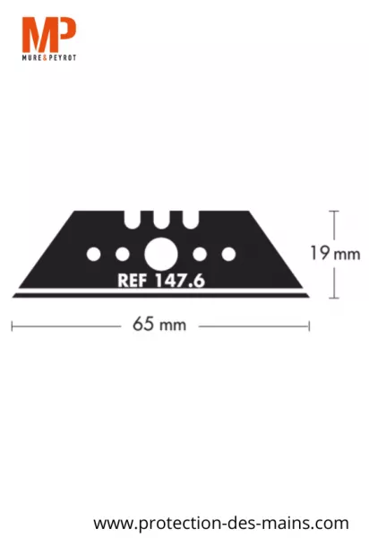 Lames trap�zes � bouts pointus 147.6 - Acier - 65 mm (10 lames) 