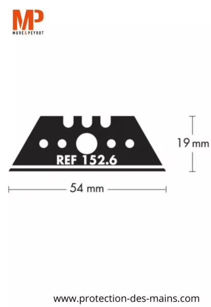 Lames trap�zes � bouts pointus 152.6 - Acier - 54 mm (10 lames) 