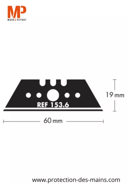 Lames trap�zes � bouts pointus 153.6 - Acier - 60 mm (10 lames) 