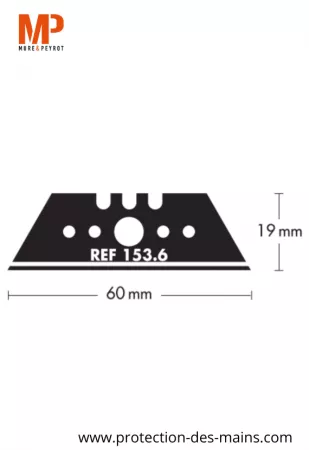Lames trapèzes à bouts pointus 153.6 - Acier - 60 mm (10 lames) 