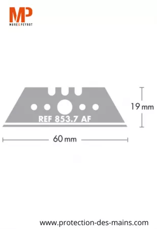 Lames trapèzes à bouts pointus 853.7-AF - Céramique - 60 mm (10 lames) 