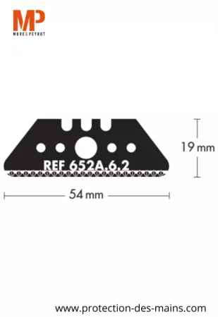 Lames trapèzes dentées à bouts arrondis 652A.6.2 - Acier - 54 mm (10 lames) 