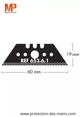 Lames trapèzes dentées à bouts pointus 653.6.1 - Acier - 60 mm (10 lames) 