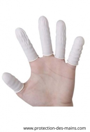 Protèges doigts en latex blanc (lot de 144)